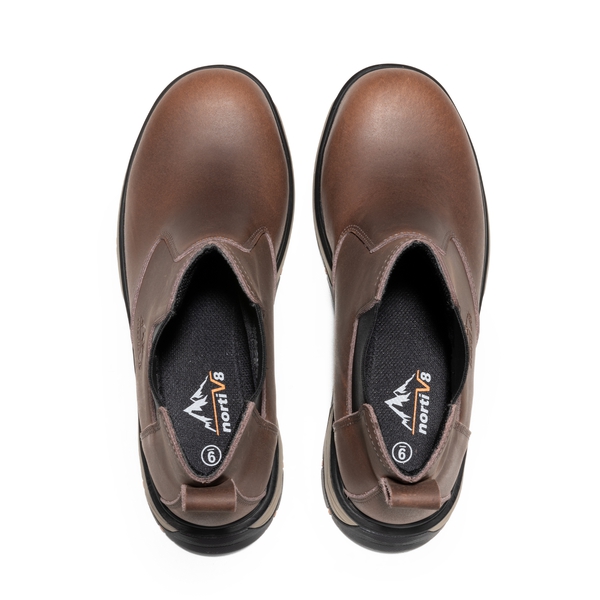 Men's Slip-On Steel Toe Chelsea Work Boots - DARK BROWN - 7